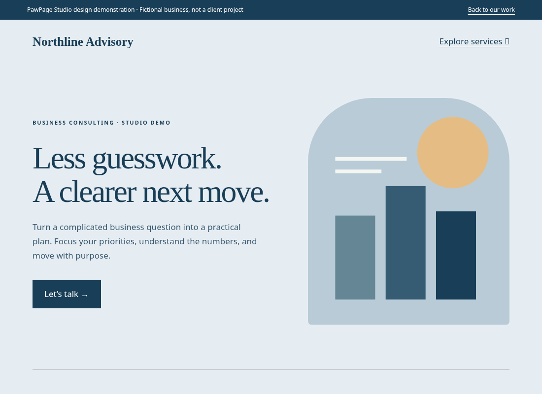 Blue business consulting website example